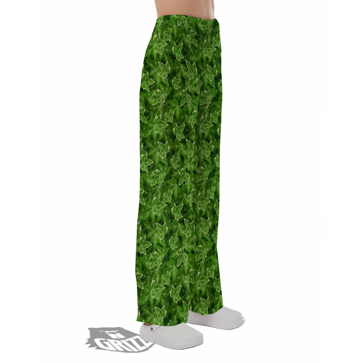 Ivy Leaf Green Print Pattern Pajama Pants-grizzshop