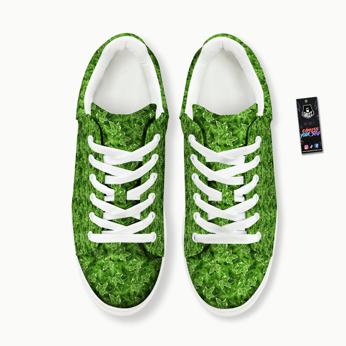 Ivy Leaf Green Print Pattern Platform Shoes-grizzshop