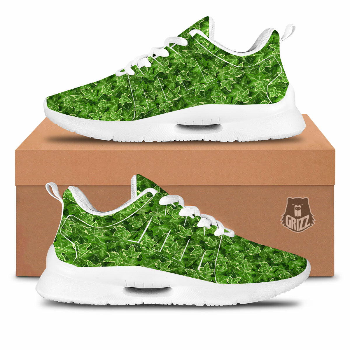 Ivy Leaf Green Print Pattern Tennis Shoes-grizzshop
