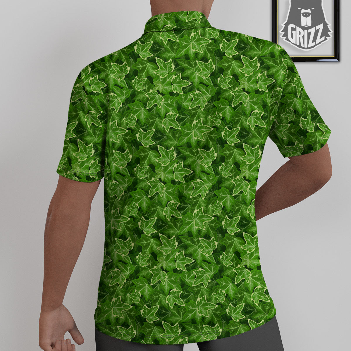 Ivy Leaf Green Print Pattern Untucked Shirts-grizzshop