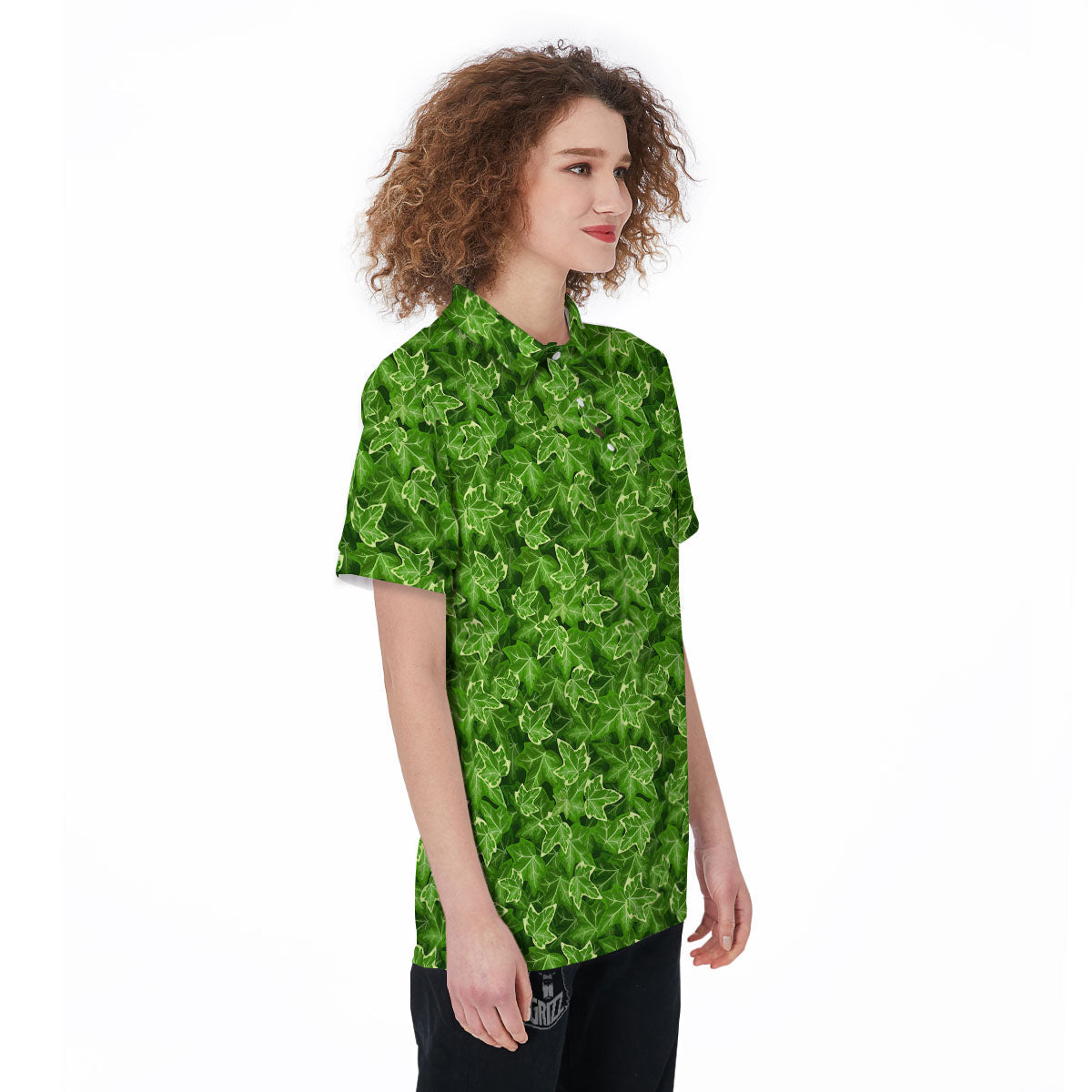 Ivy Leaf Green Print Pattern Women's Golf Shirts-grizzshop