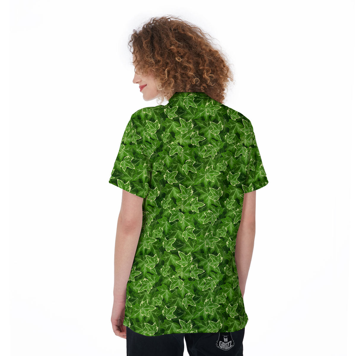 Ivy Leaf Green Print Pattern Women's Golf Shirts-grizzshop