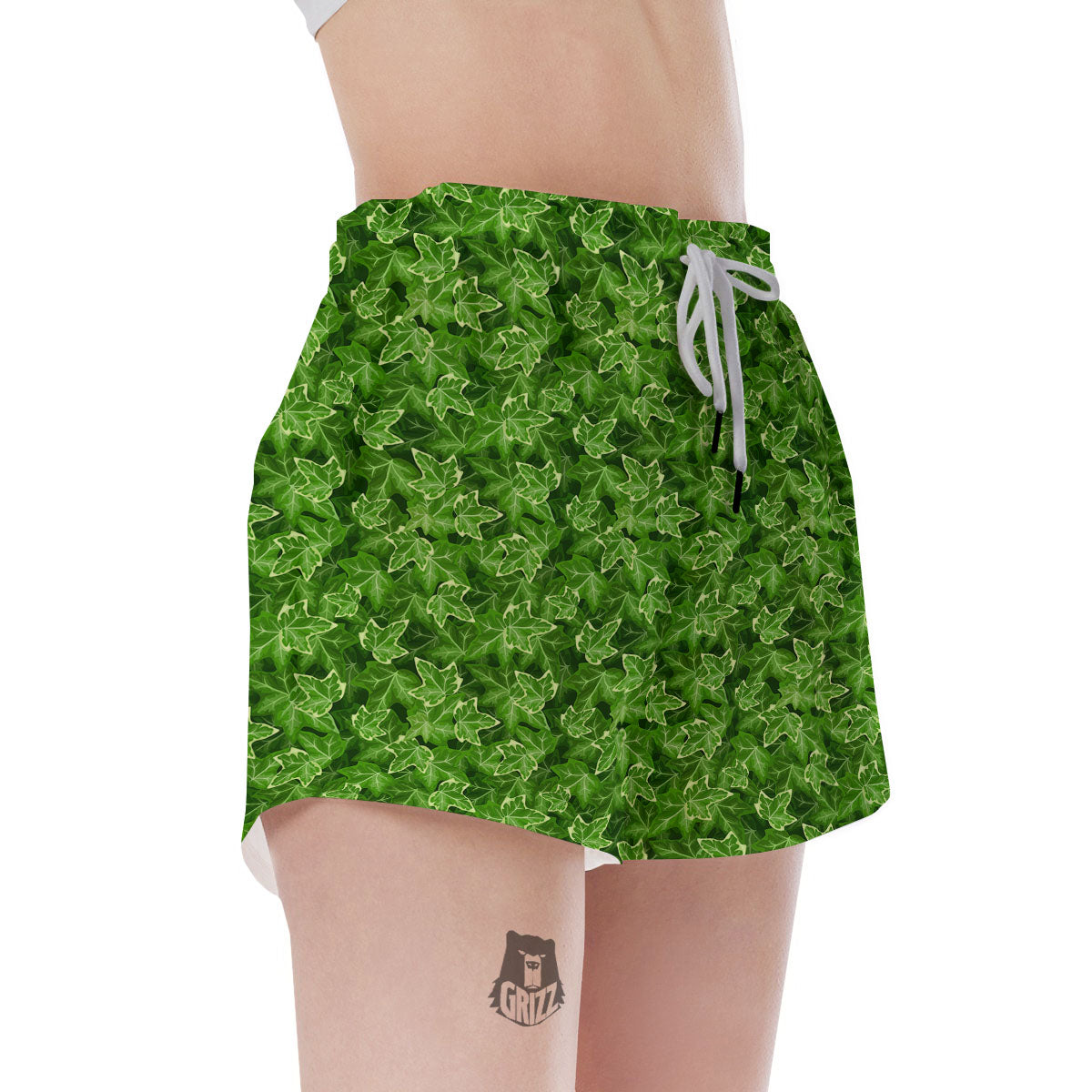 Ivy Leaf Green Print Pattern Women's Shorts-grizzshop