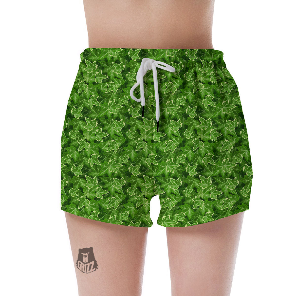 Ivy Leaf Green Print Pattern Women's Shorts-grizzshop