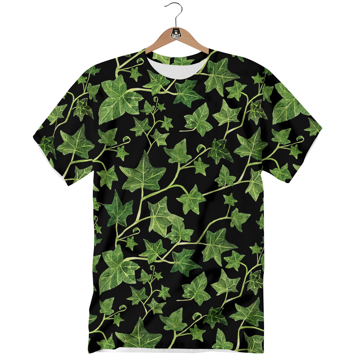 Ivy Leaf Green Print T-Shirt-grizzshop
