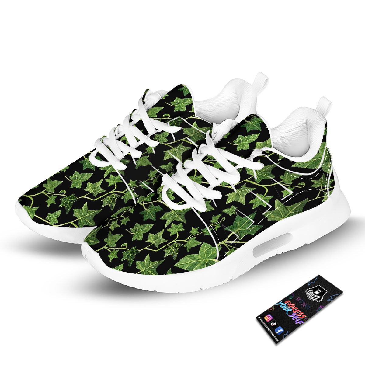 Ivy Leaf Green Print Tennis Shoes-grizzshop