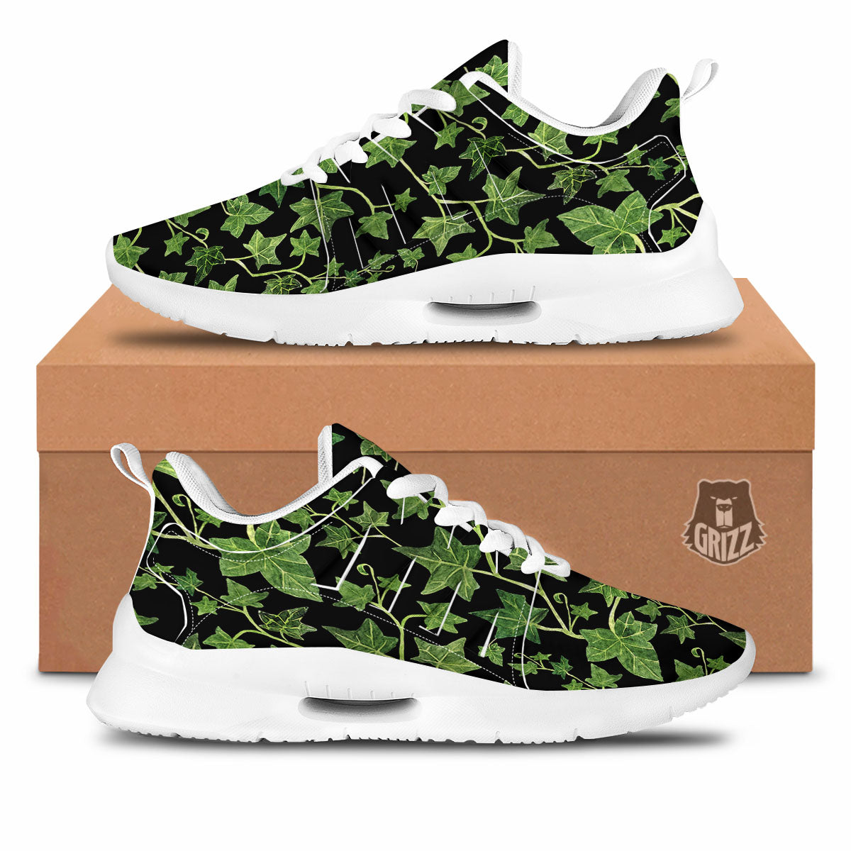 Ivy Leaf Green Print Tennis Shoes-grizzshop