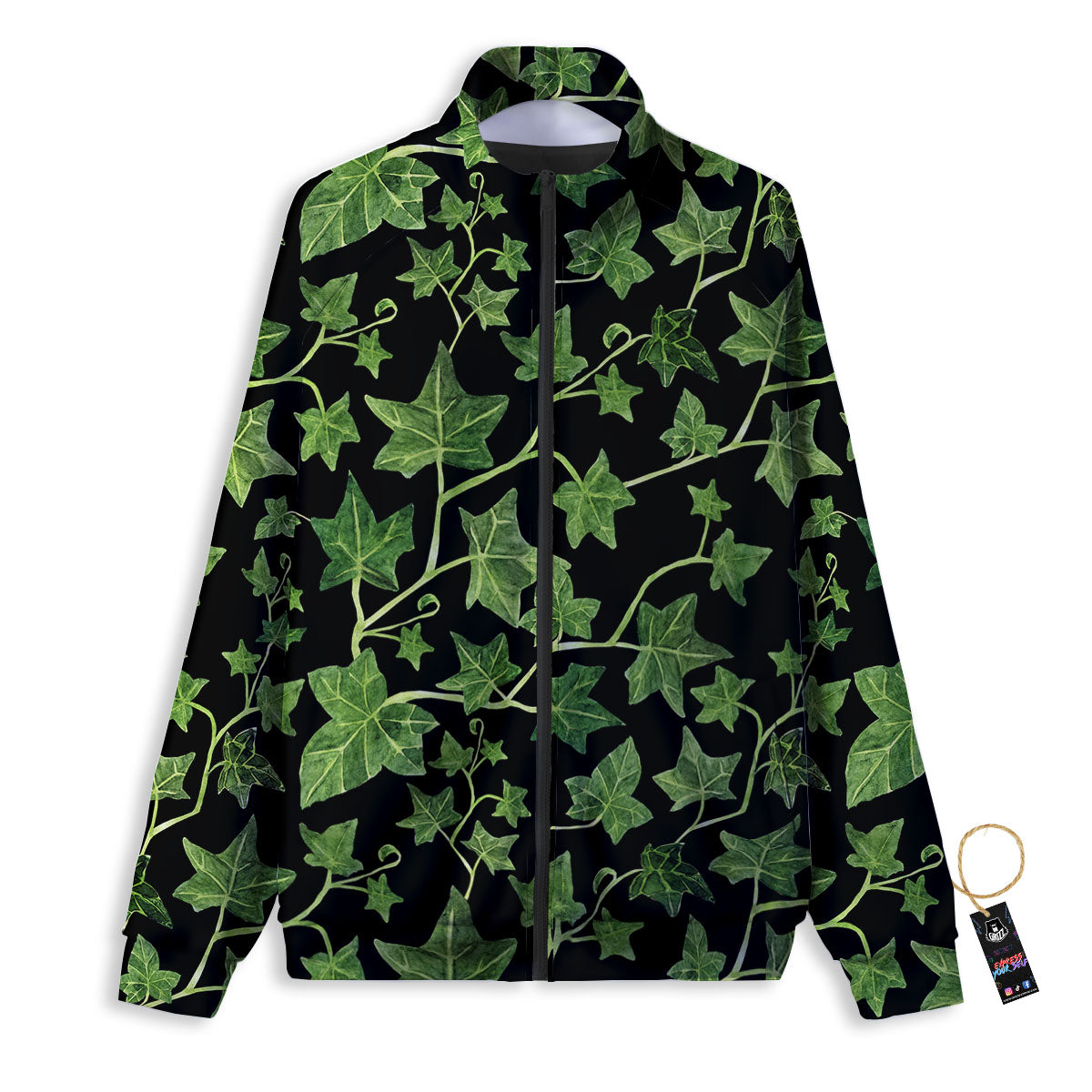 Ivy Leaf Green Print Track Jacket-grizzshop