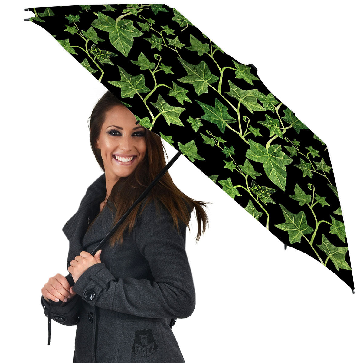 Ivy Leaf Green Print Umbrella-grizzshop