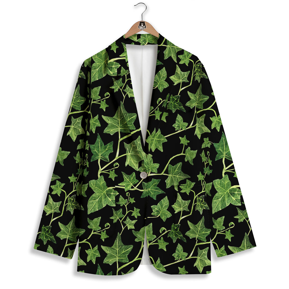 Ivy Leaf Green Print Women's Blazer-grizzshop