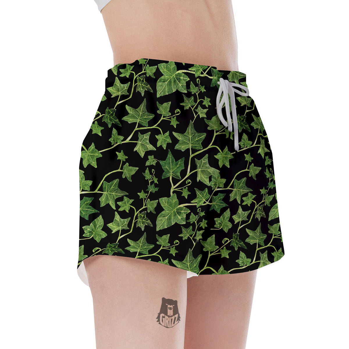 Ivy Leaf Green Print Women's Shorts-grizzshop