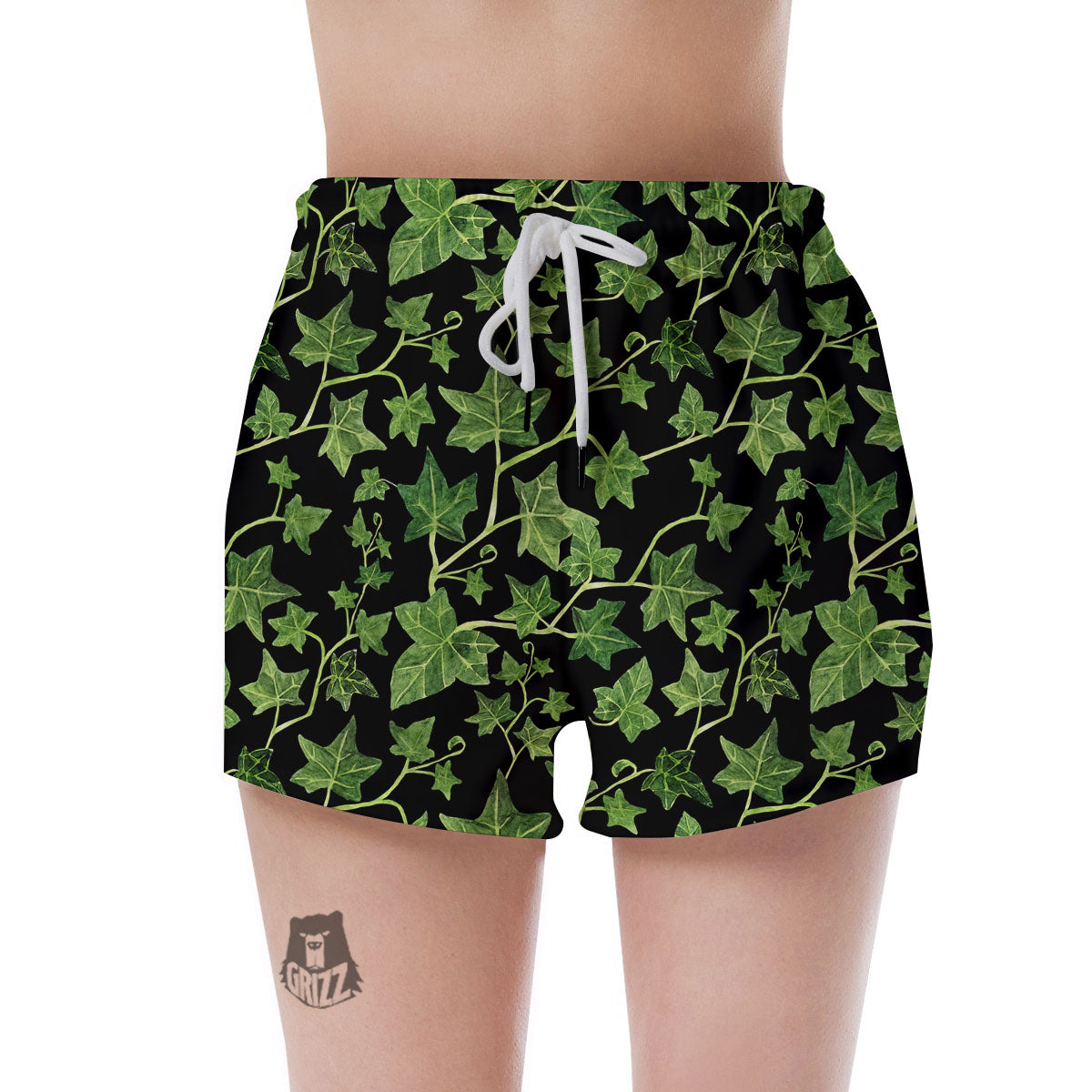 Ivy Leaf Green Print Women's Shorts-grizzshop
