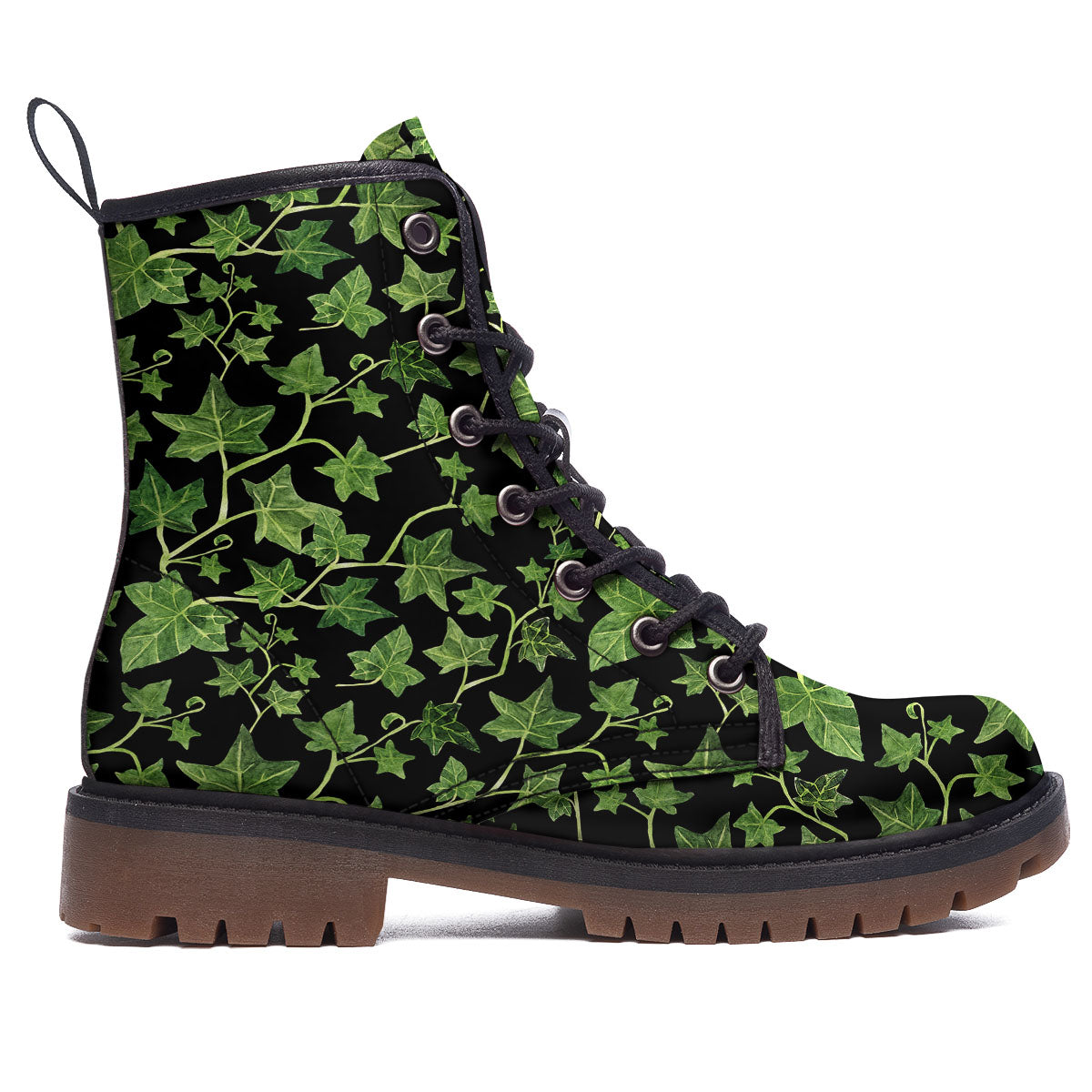 Ivy Leaf Green Print Work Boots-grizzshop