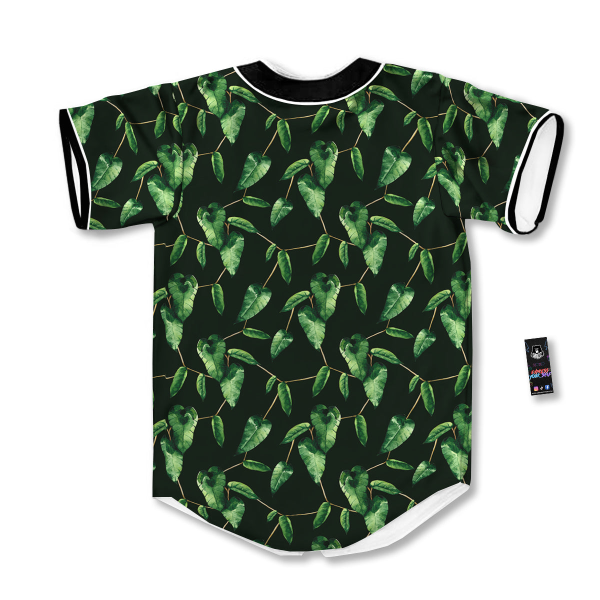 Ivy Leaf Watercolor Print Pattern Baseball Jersey-grizzshop