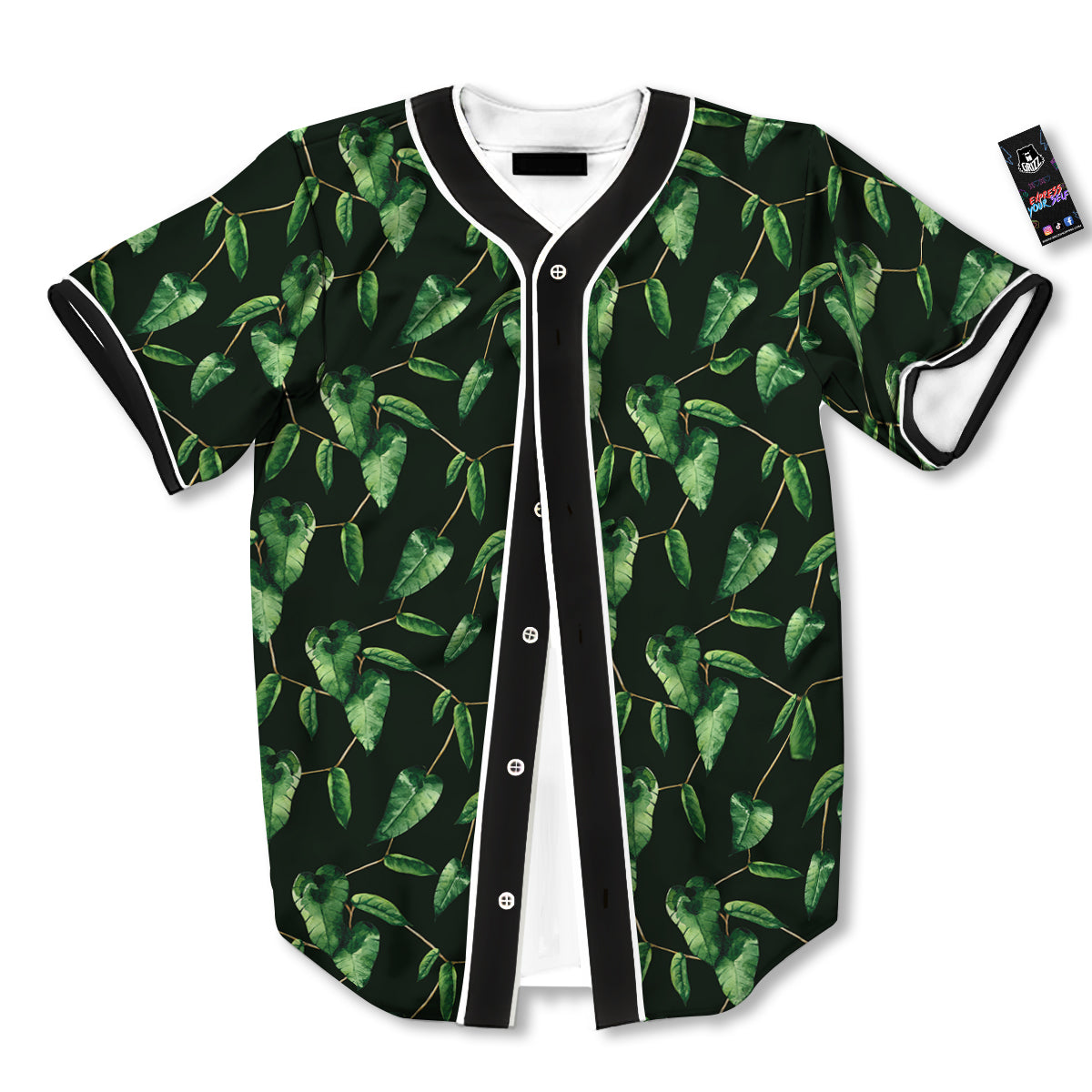 Ivy Leaf Watercolor Print Pattern Baseball Jersey-grizzshop