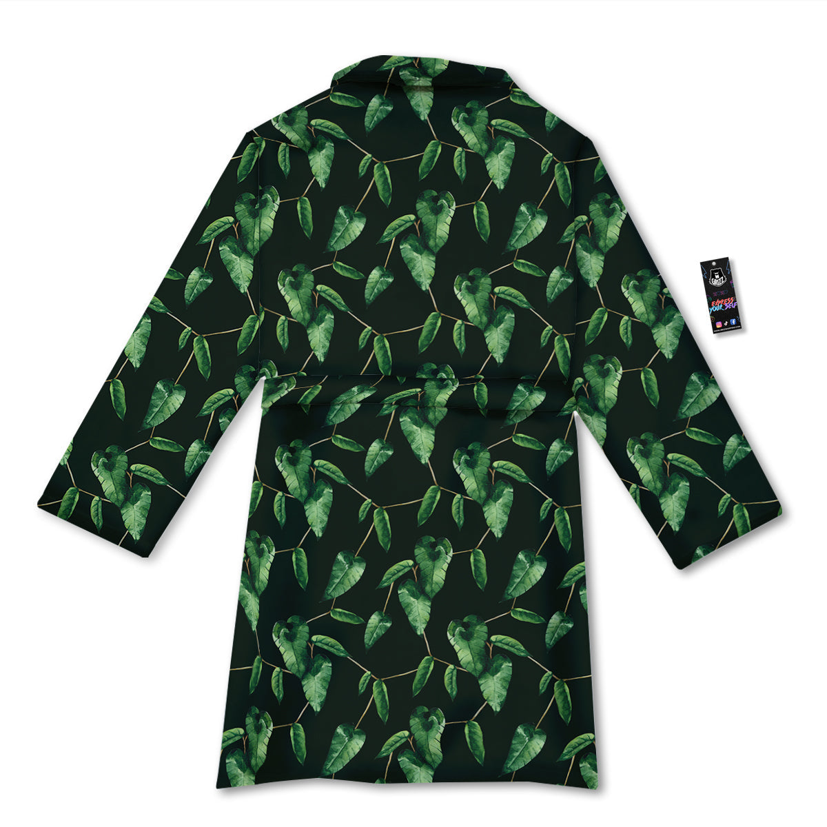 Ivy Leaf Watercolor Print Pattern Bathrobe-grizzshop