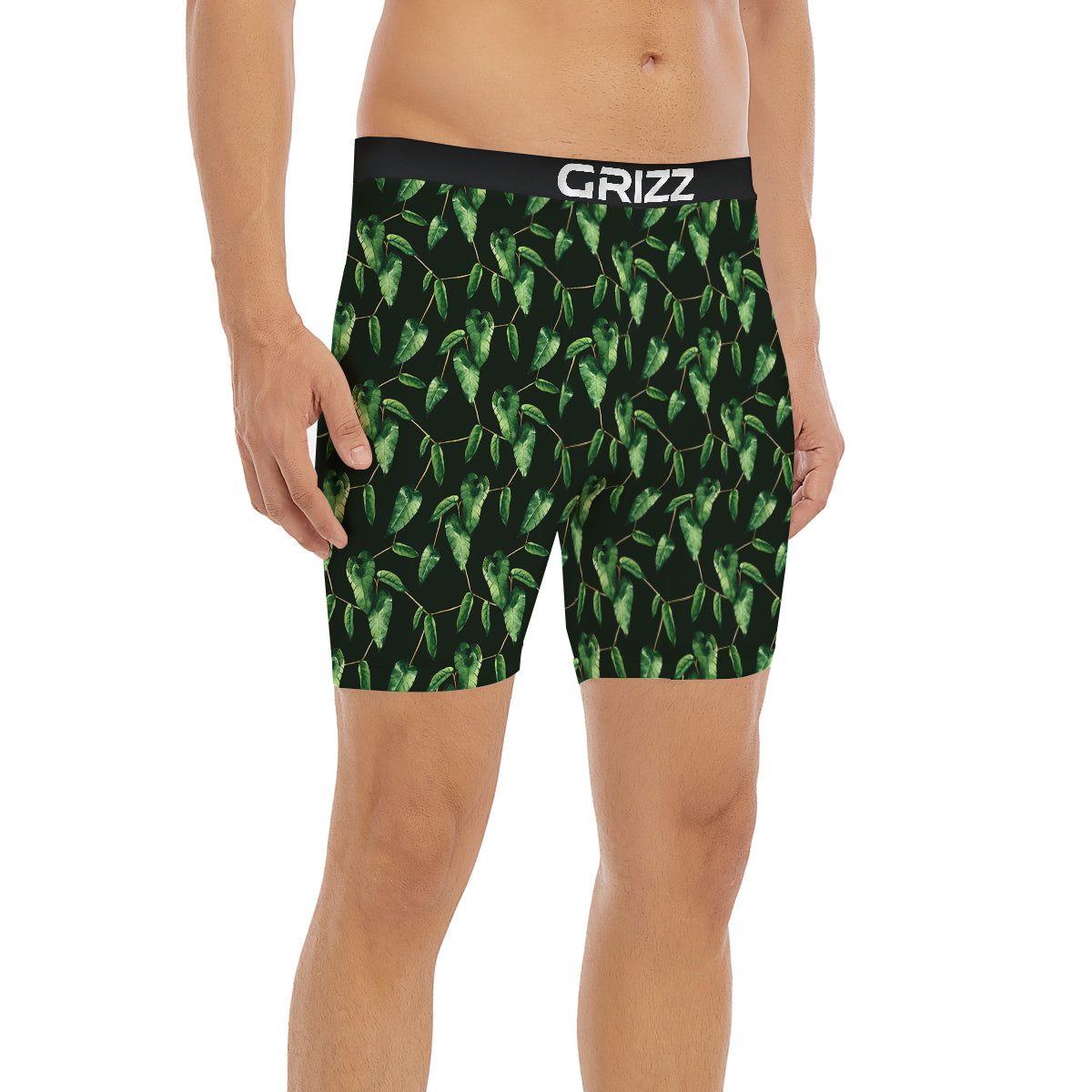 Ivy Leaf Watercolor Print Pattern Boxer Briefs-grizzshop