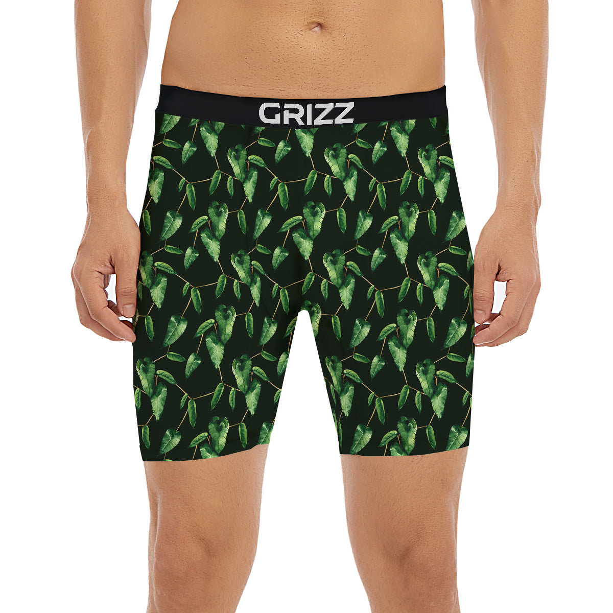 Ivy Leaf Watercolor Print Pattern Boxer Briefs-grizzshop