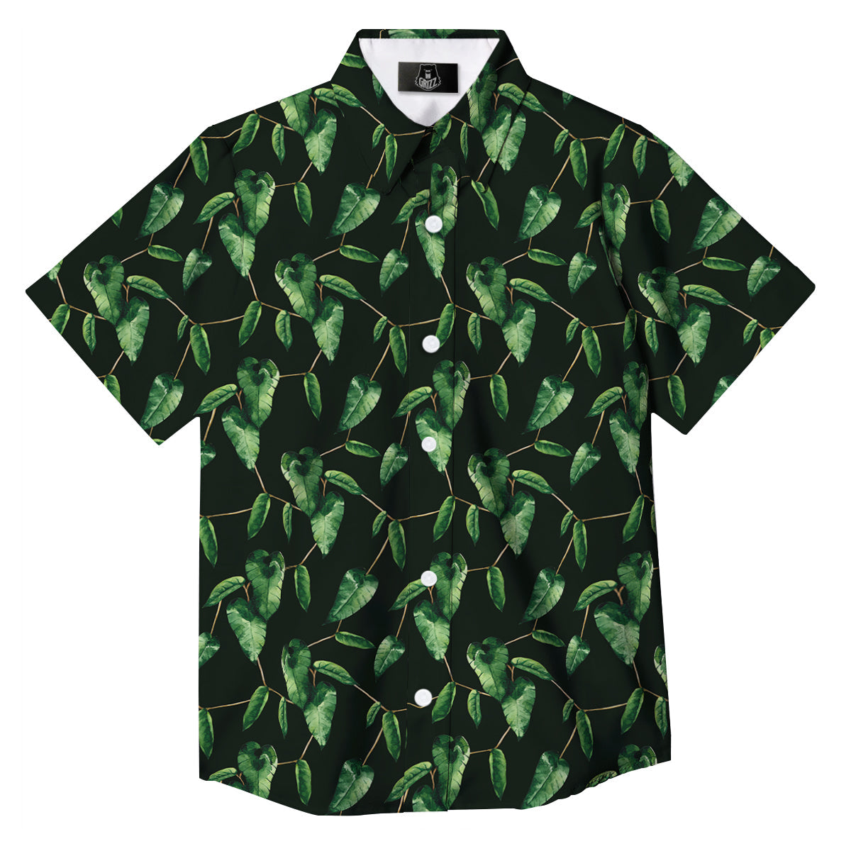 Ivy Leaf Watercolor Print Pattern Button Up Shirt-grizzshop