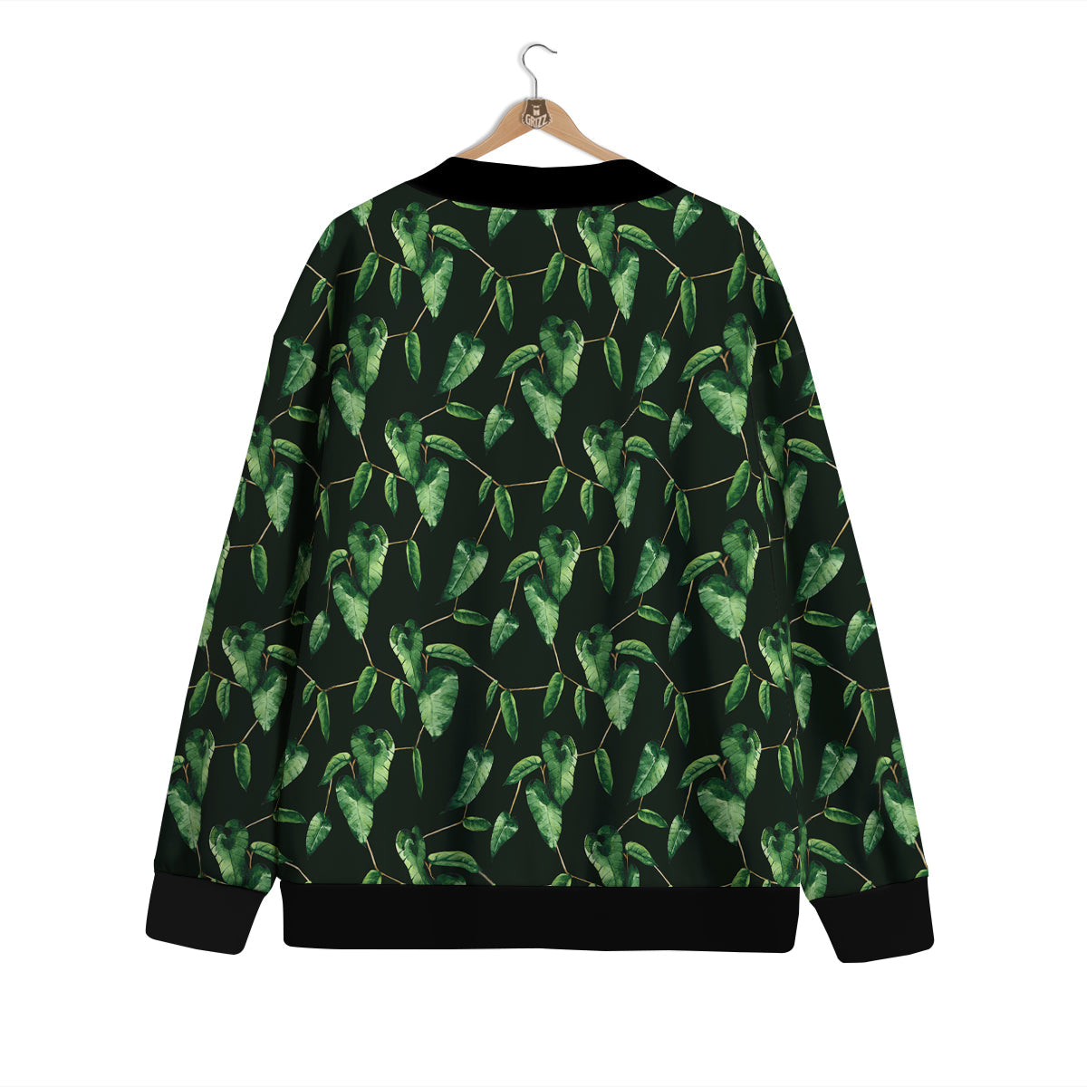 Ivy Leaf Watercolor Print Pattern Cardigan-grizzshop