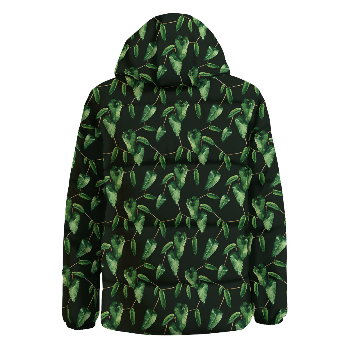 Ivy Leaf Watercolor Print Pattern Down Jacket-grizzshop