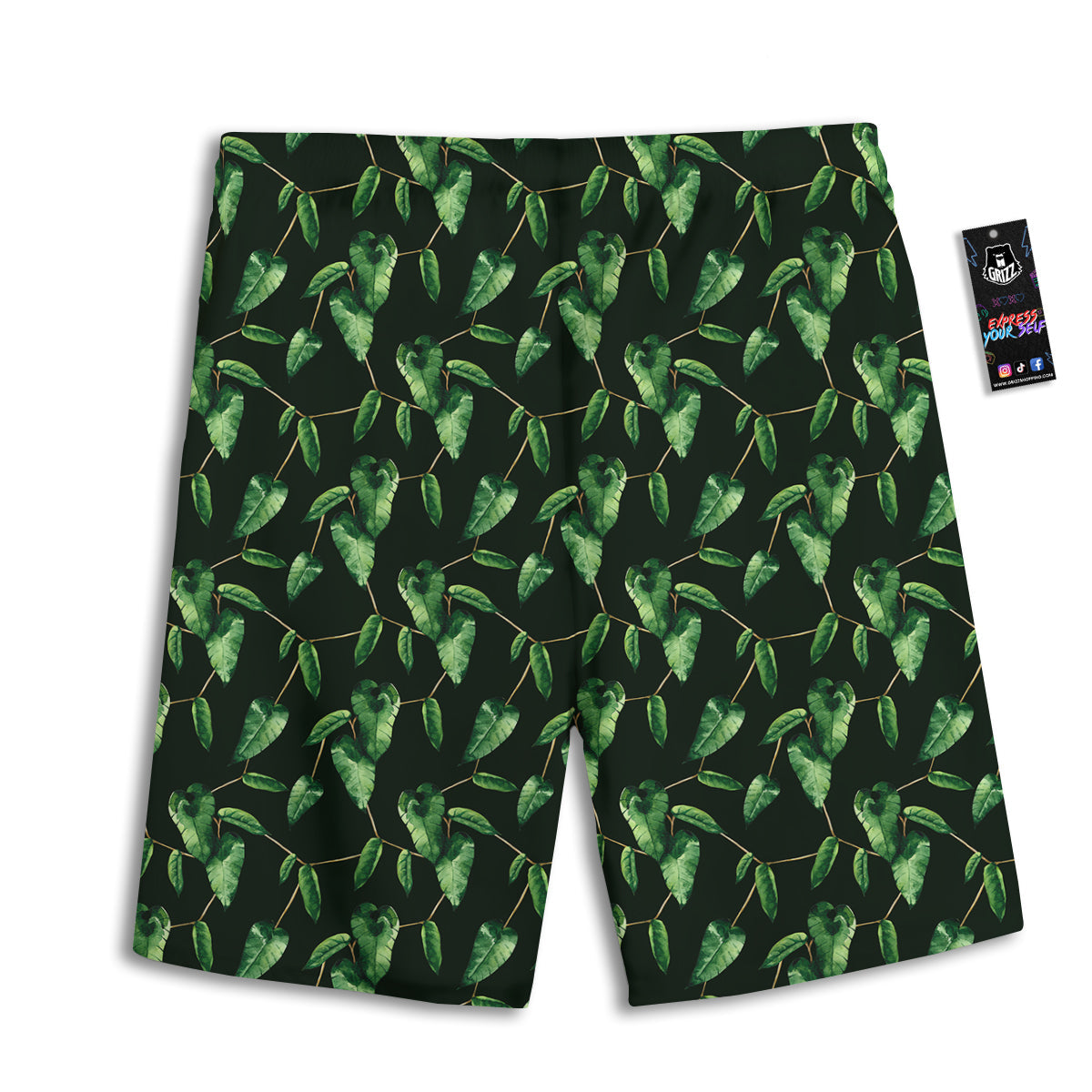 Ivy Leaf Watercolor Print Pattern Men's Athletic Shorts