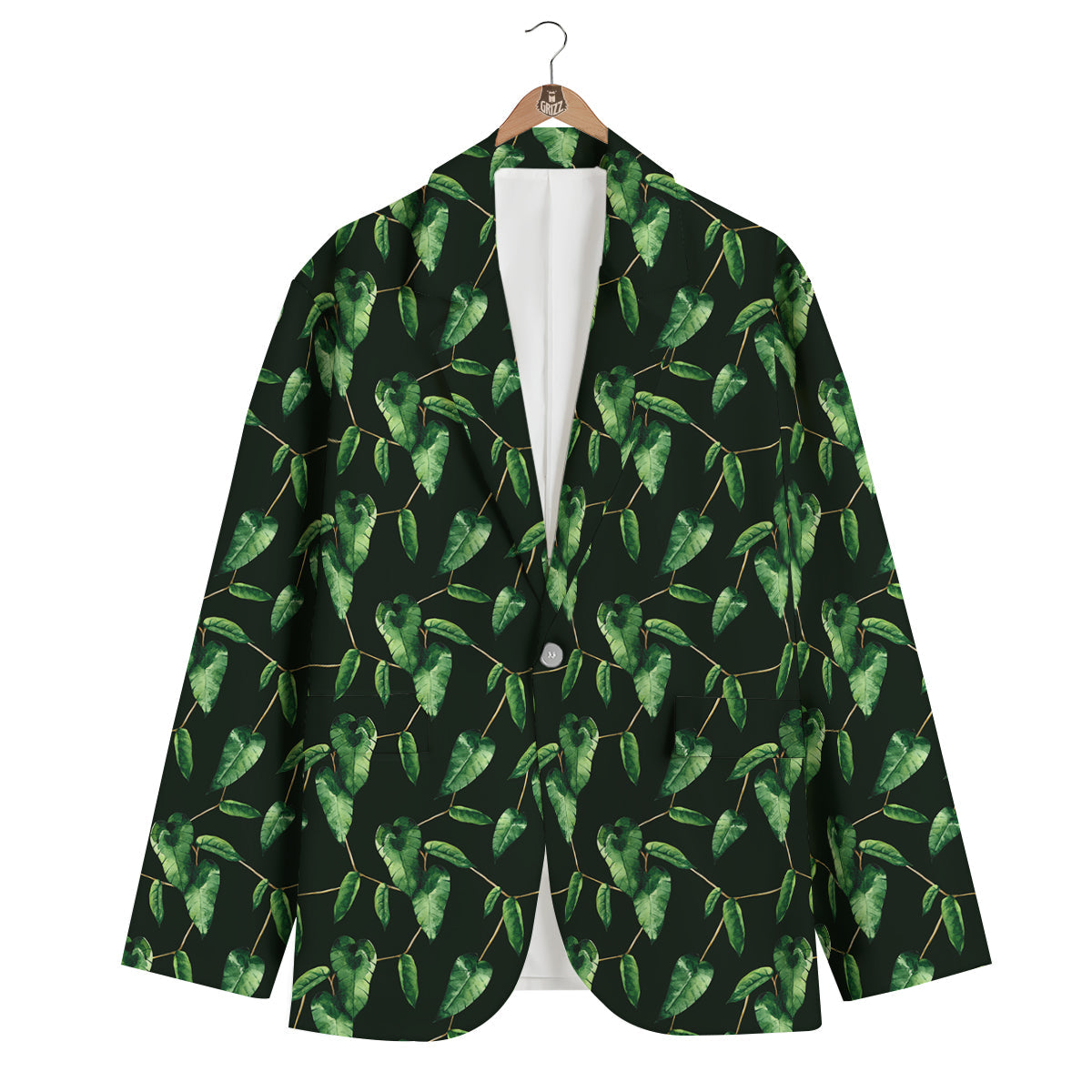 Ivy Leaf Watercolor Print Pattern Men's Blazer-grizzshop