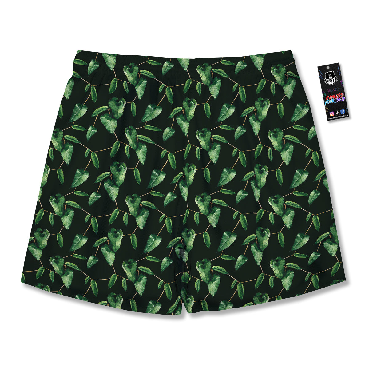 Ivy Leaf Watercolor Print Pattern Men's Running Shorts-grizzshop