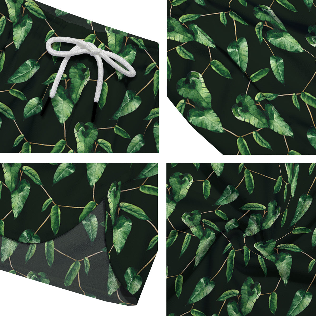 Ivy Leaf Watercolor Print Pattern Men's Running Shorts-grizzshop