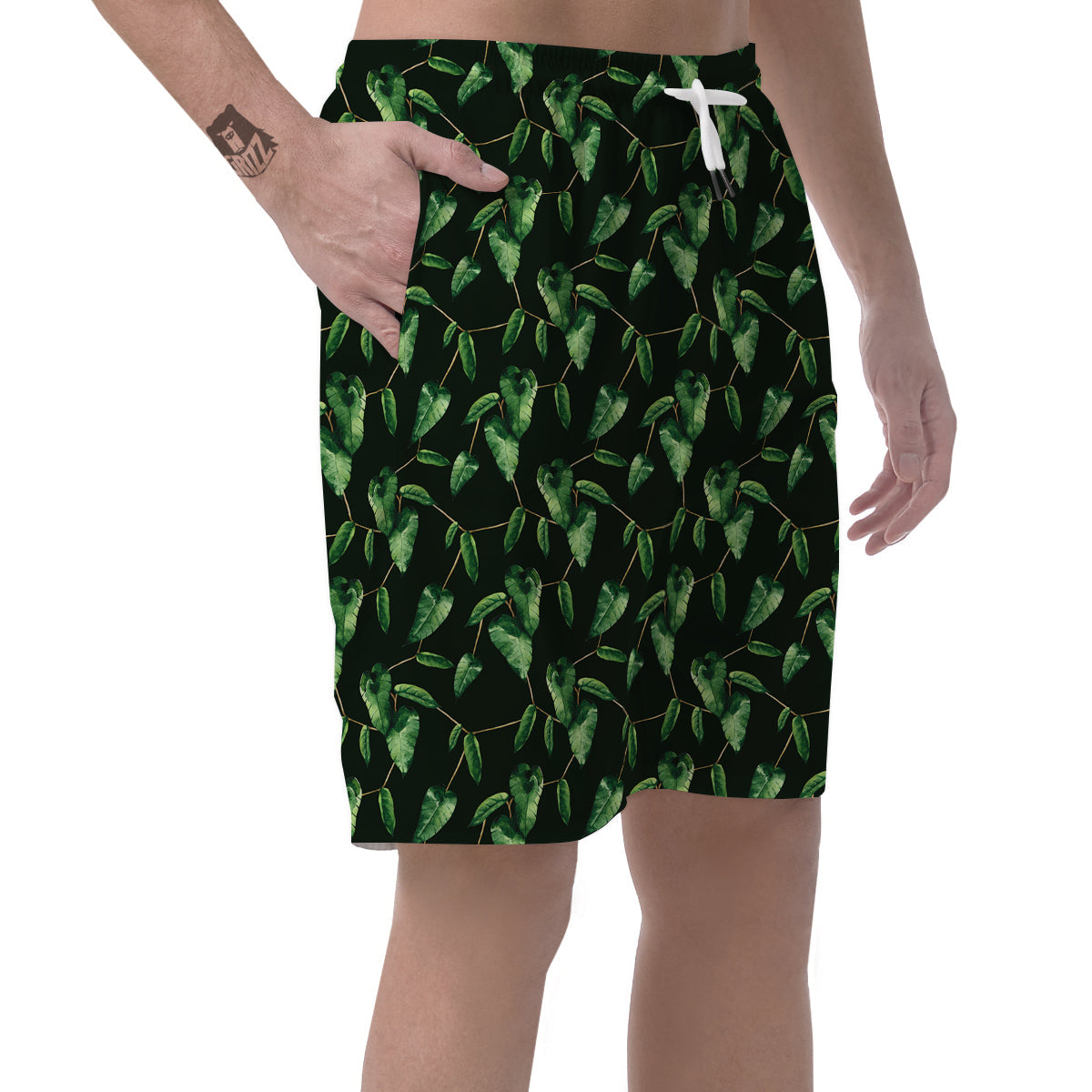 Ivy Leaf Watercolor Print Pattern Men's Shorts-grizzshop