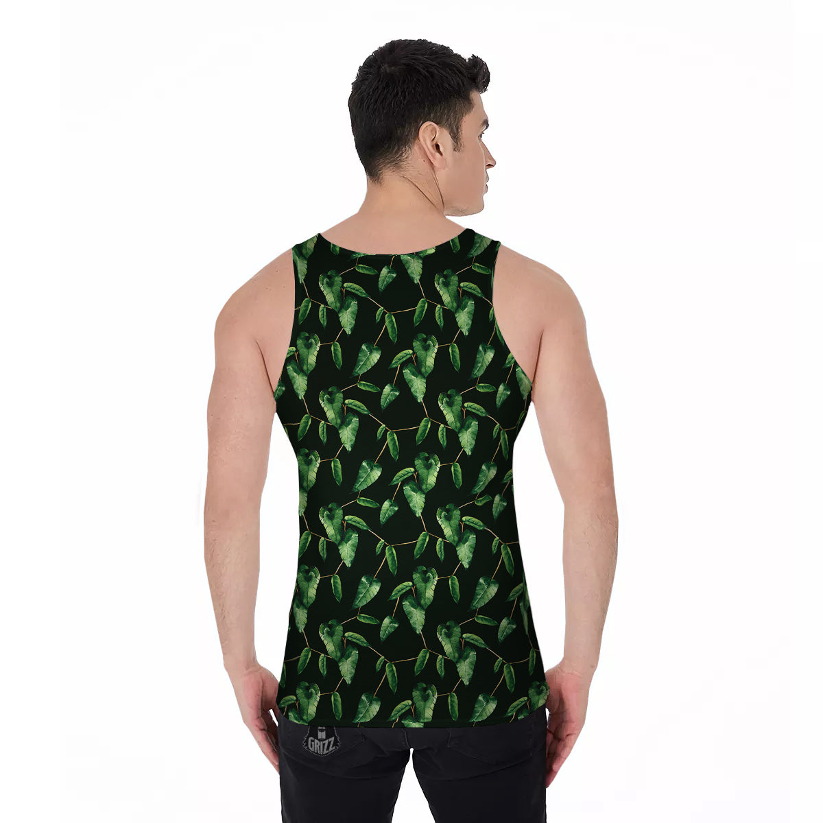 Ivy Leaf Watercolor Print Pattern Men's Tank Top-grizzshop