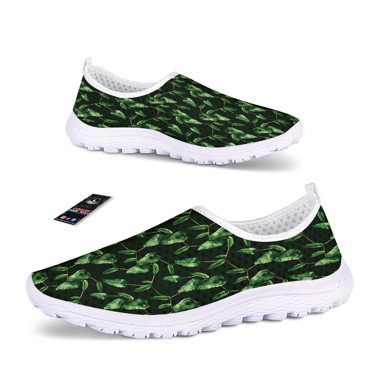 Ivy Leaf Watercolor Print Pattern Nurse Shoes-grizzshop