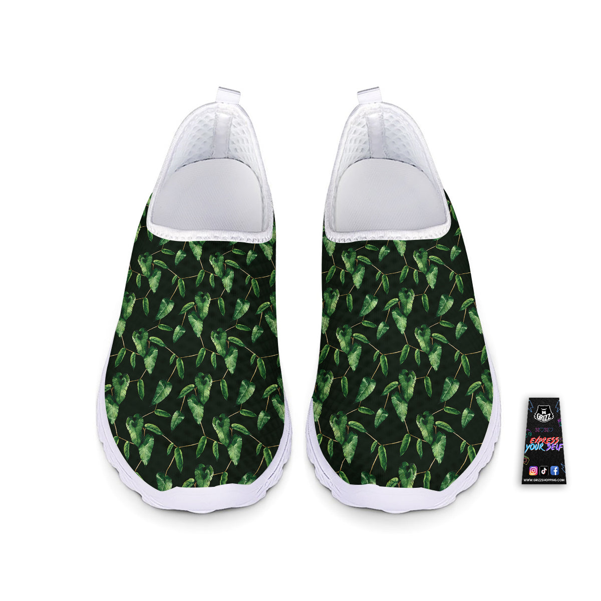 Ivy Leaf Watercolor Print Pattern Nurse Shoes-grizzshop