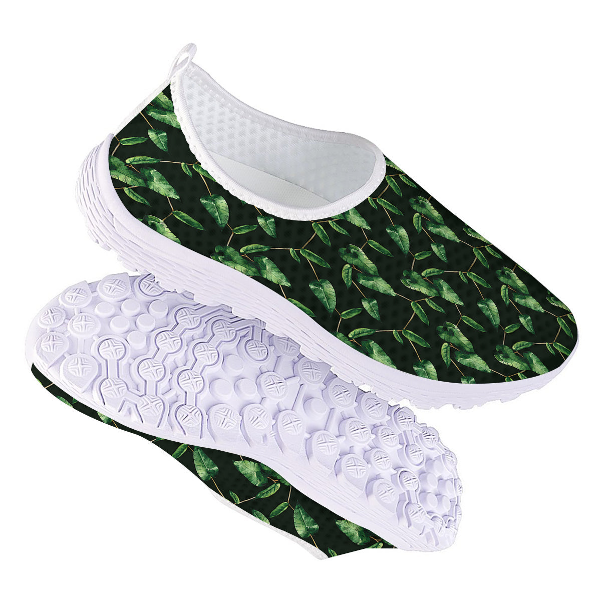 Ivy Leaf Watercolor Print Pattern Nurse Shoes-grizzshop