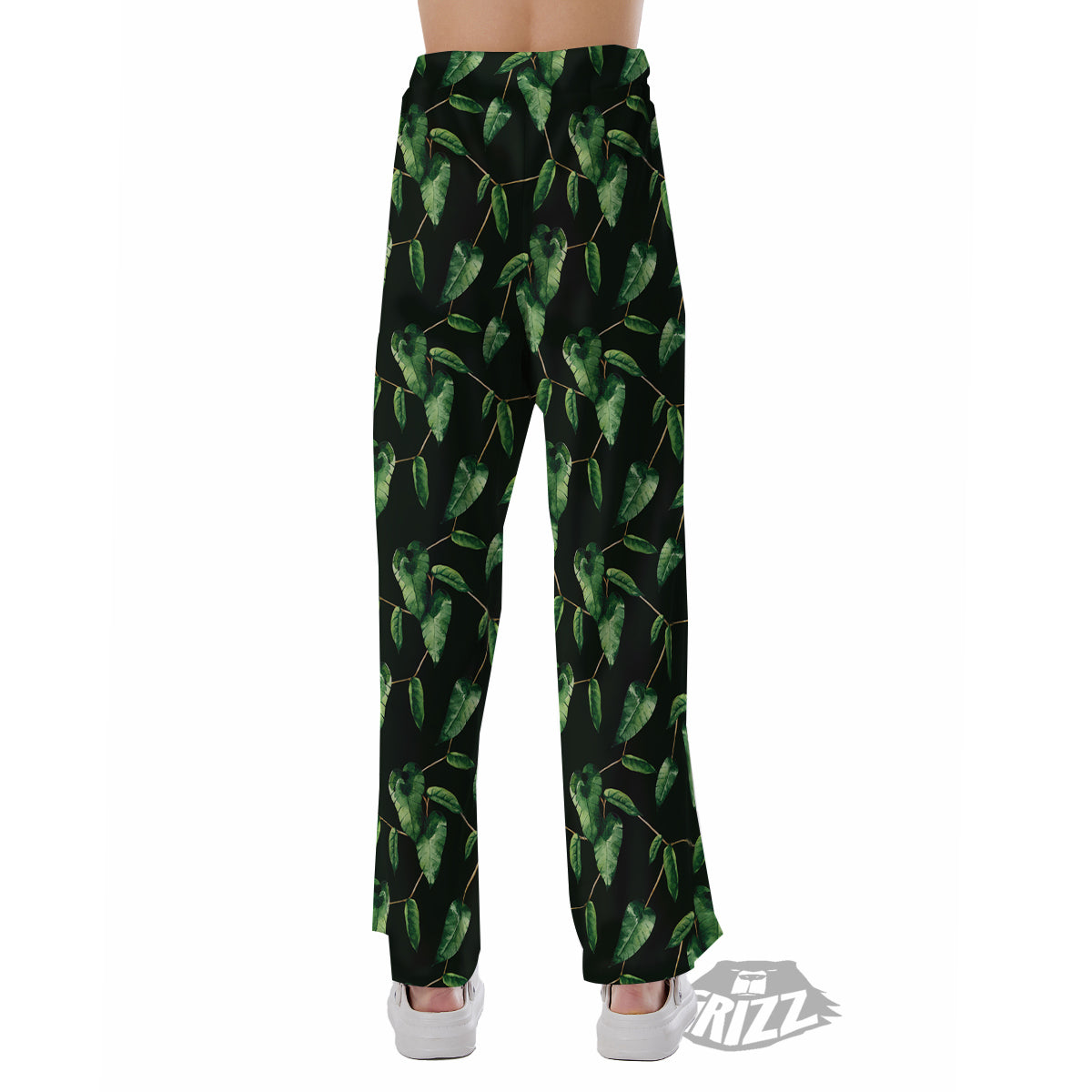 Ivy Leaf Watercolor Print Pattern Pajama Pants-grizzshop