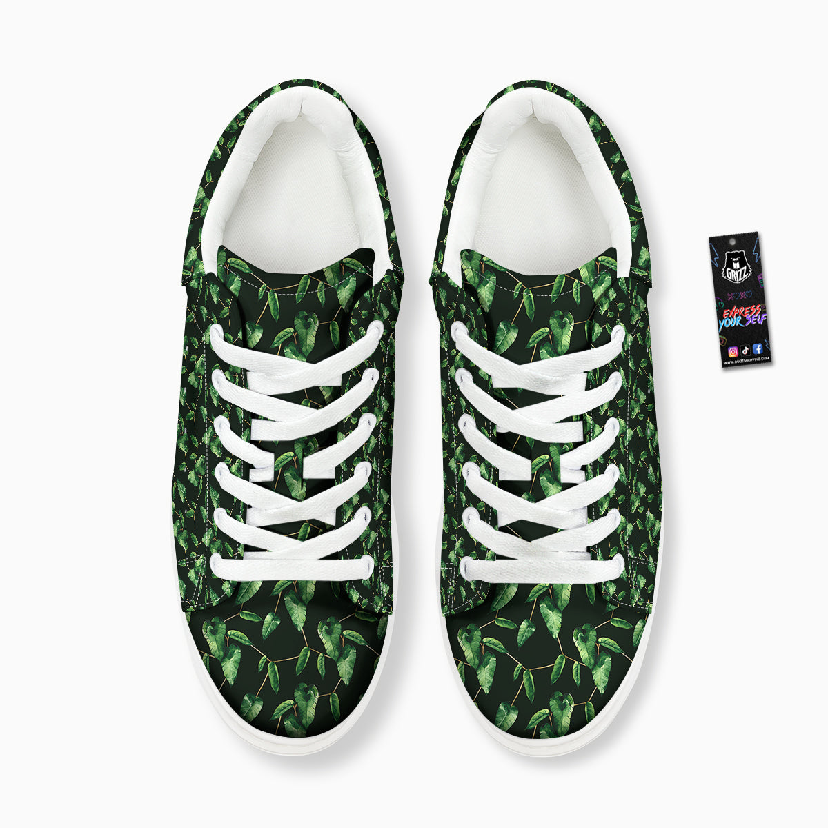 Ivy Leaf Watercolor Print Pattern Platform Shoes-grizzshop