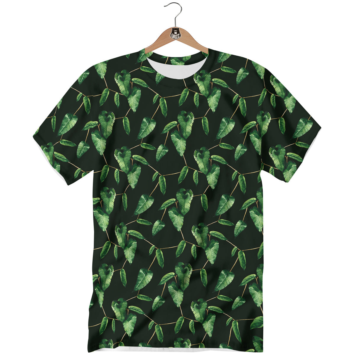 Ivy Leaf Watercolor Print Pattern T-Shirt-grizzshop