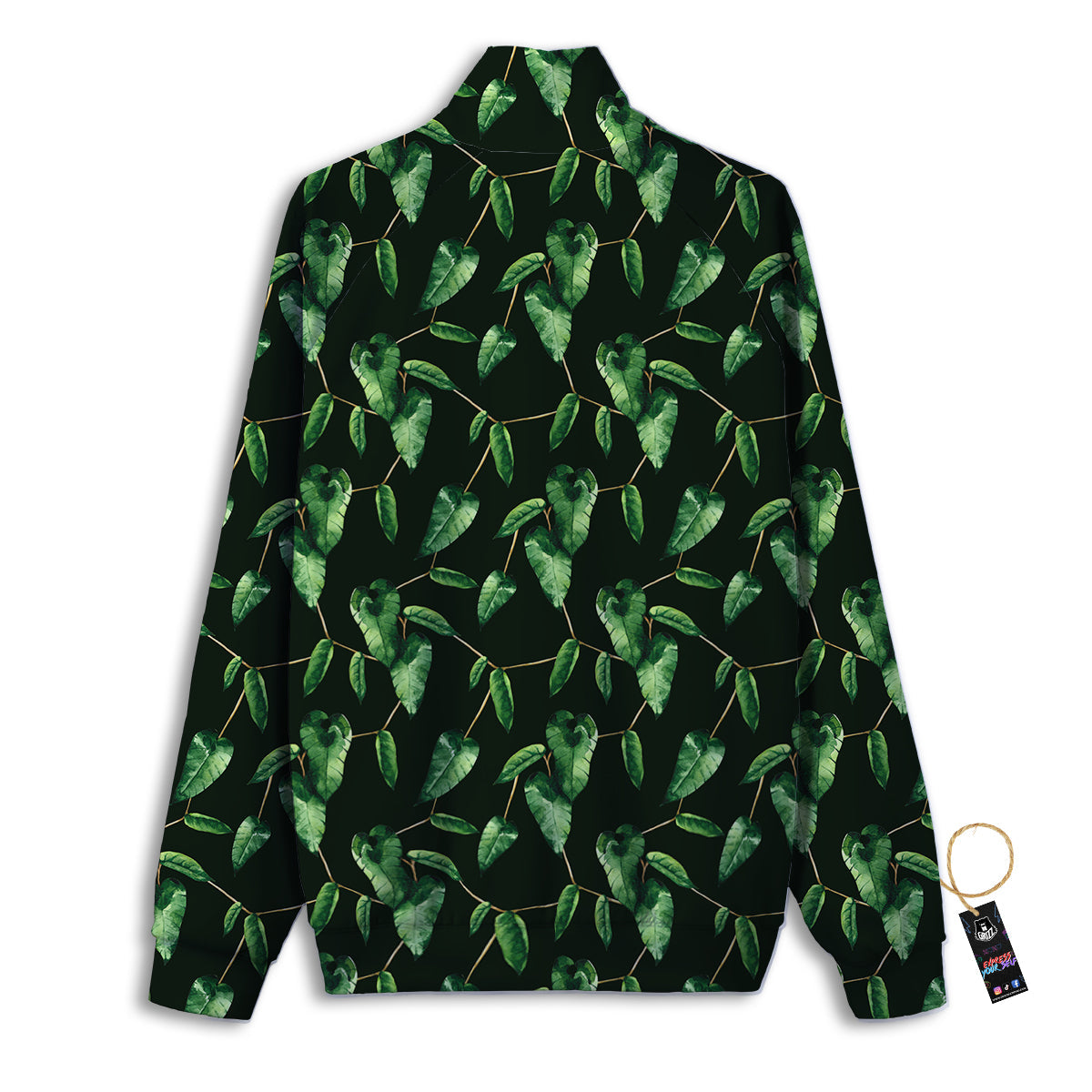 Ivy Leaf Watercolor Print Pattern Track Jacket-grizzshop