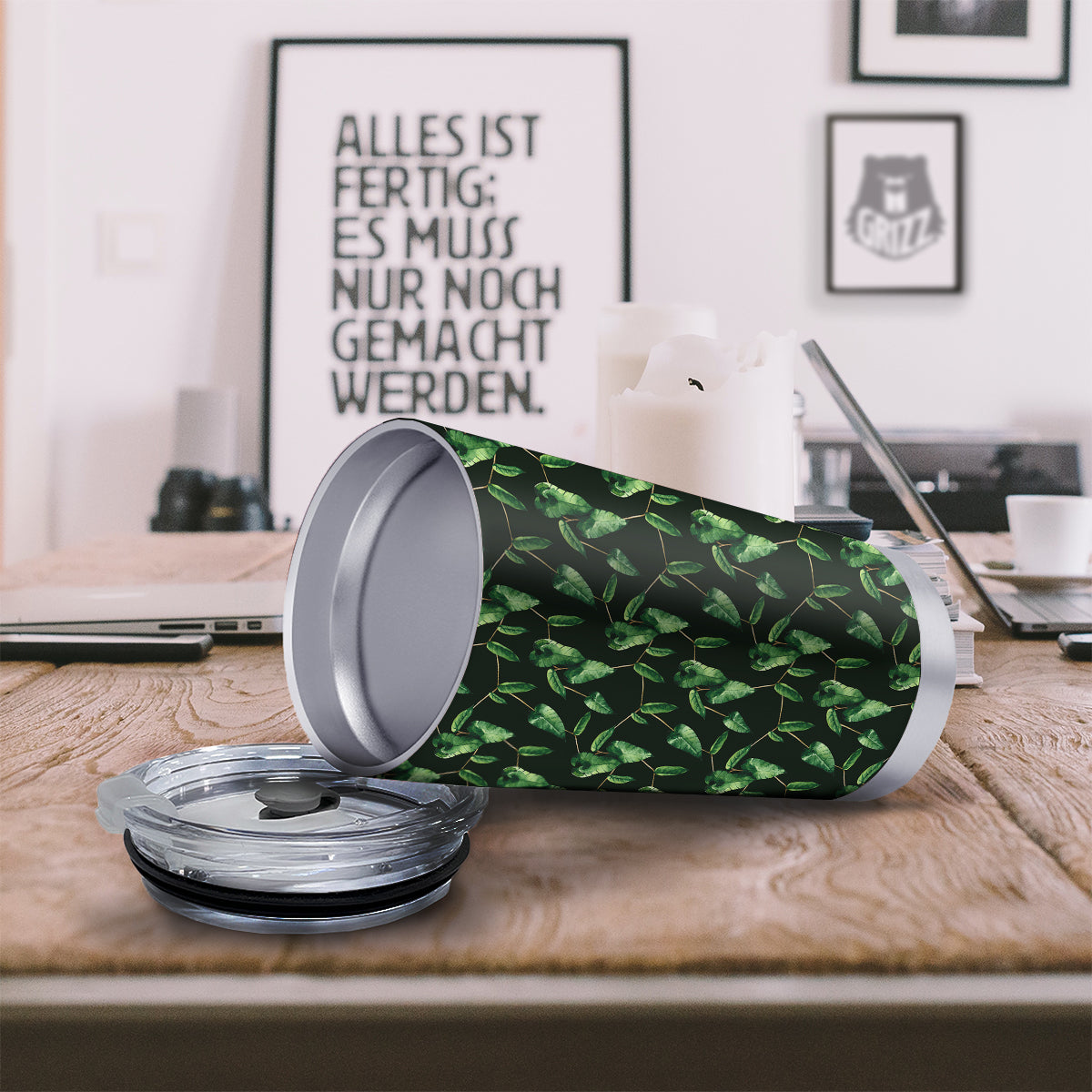 Ivy Leaf Watercolor Print Pattern Tumbler-grizzshop