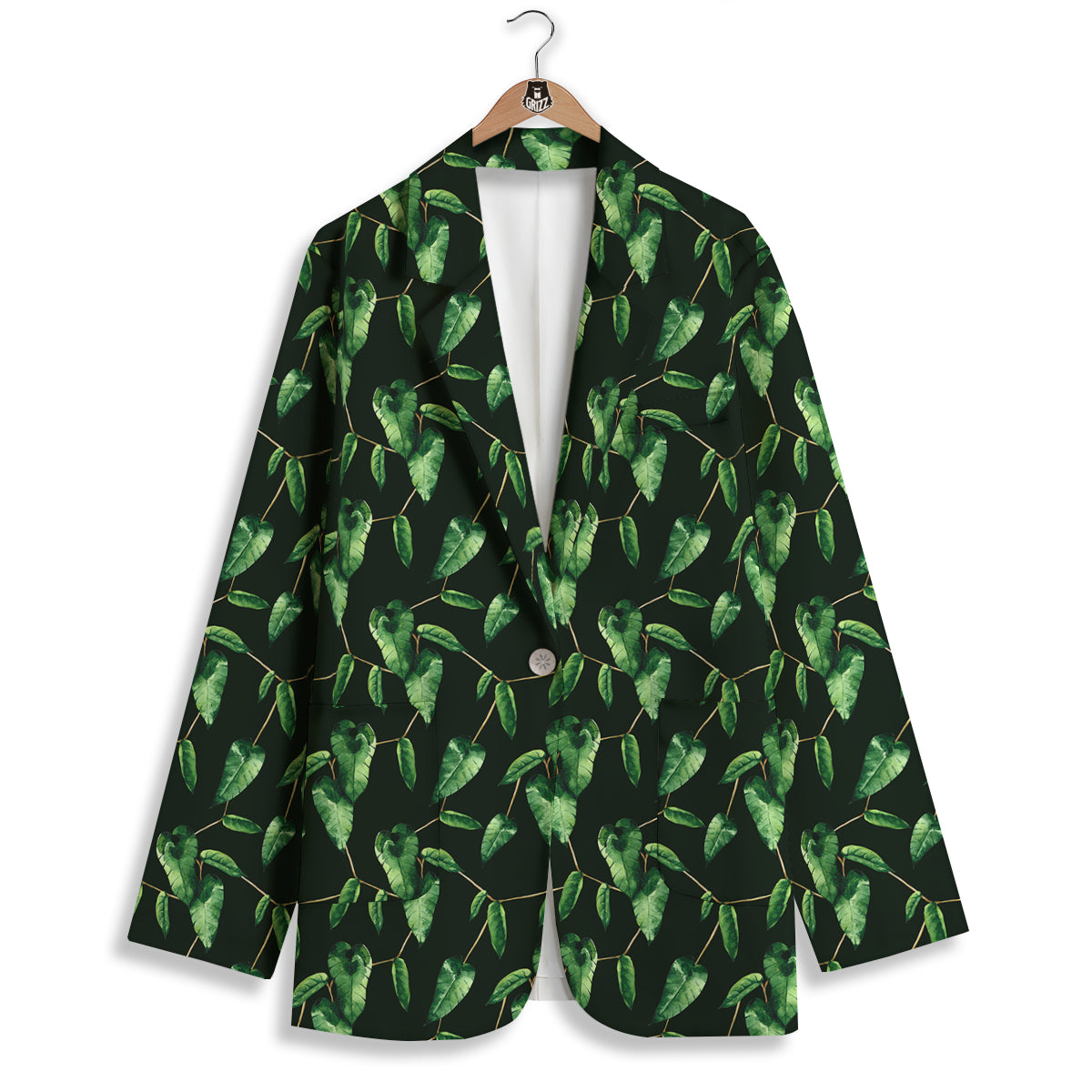 Ivy Leaf Watercolor Print Pattern Women's Blazer-grizzshop