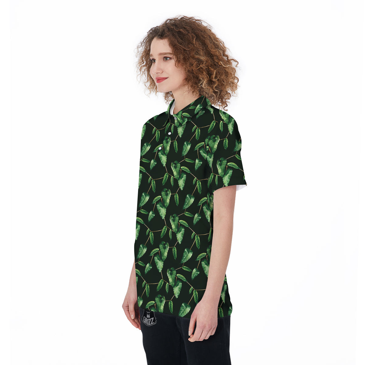 Ivy Leaf Watercolor Print Pattern Women's Golf Shirts-grizzshop