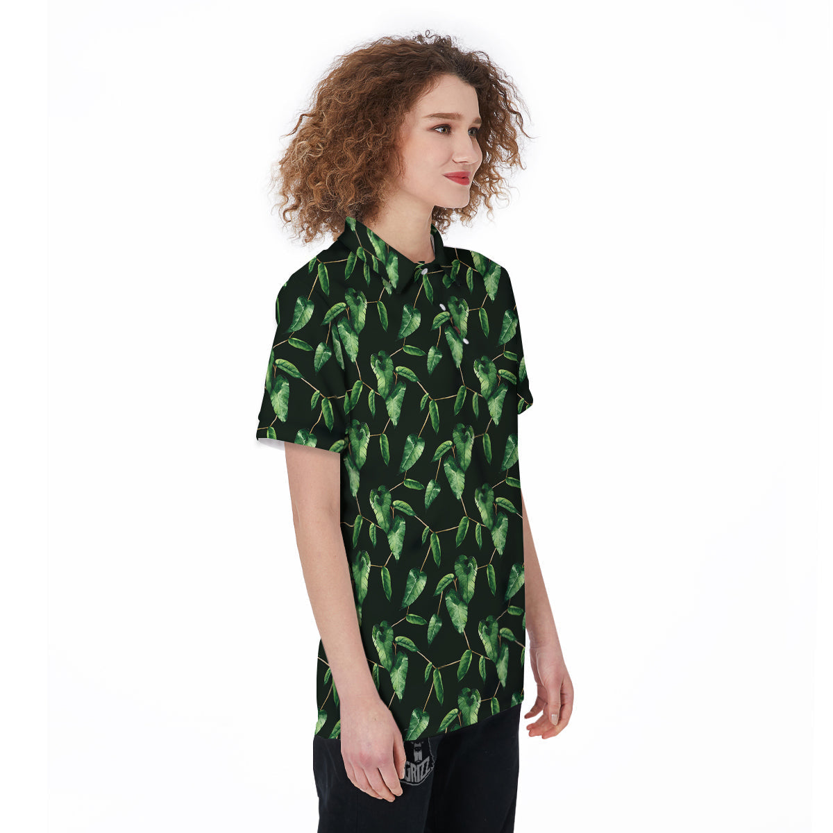 Ivy Leaf Watercolor Print Pattern Women's Golf Shirts-grizzshop