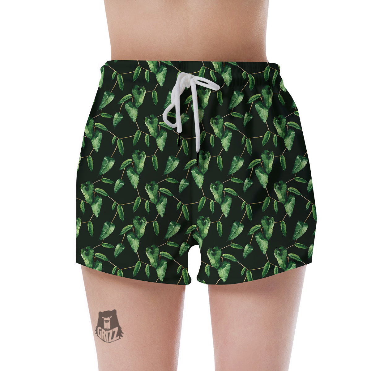 Ivy Leaf Watercolor Print Pattern Women's Shorts-grizzshop