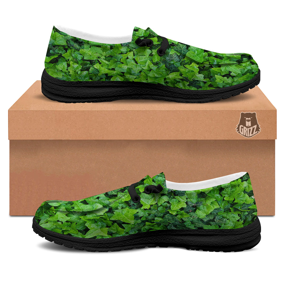 Ivy Wall Green Print Black Loafers-grizzshop
