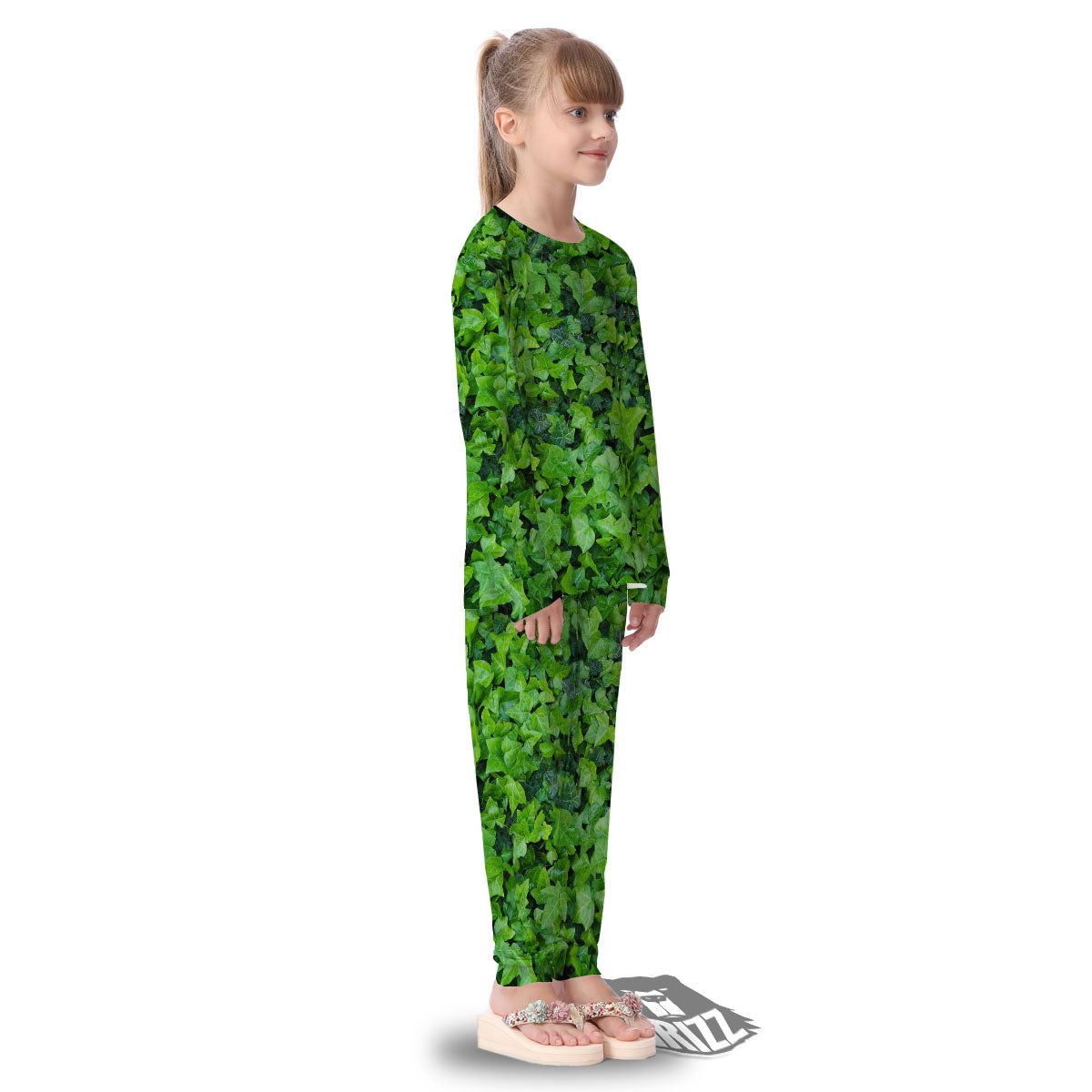 Ivy Wall Green Print Kid's Pajamas-grizzshop