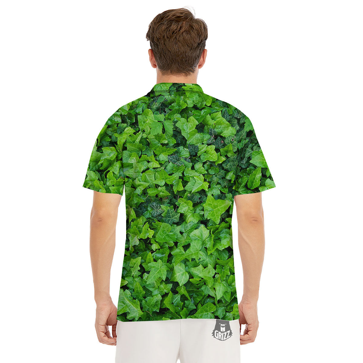 Ivy Wall Green Print Men's Golf Shirts-grizzshop