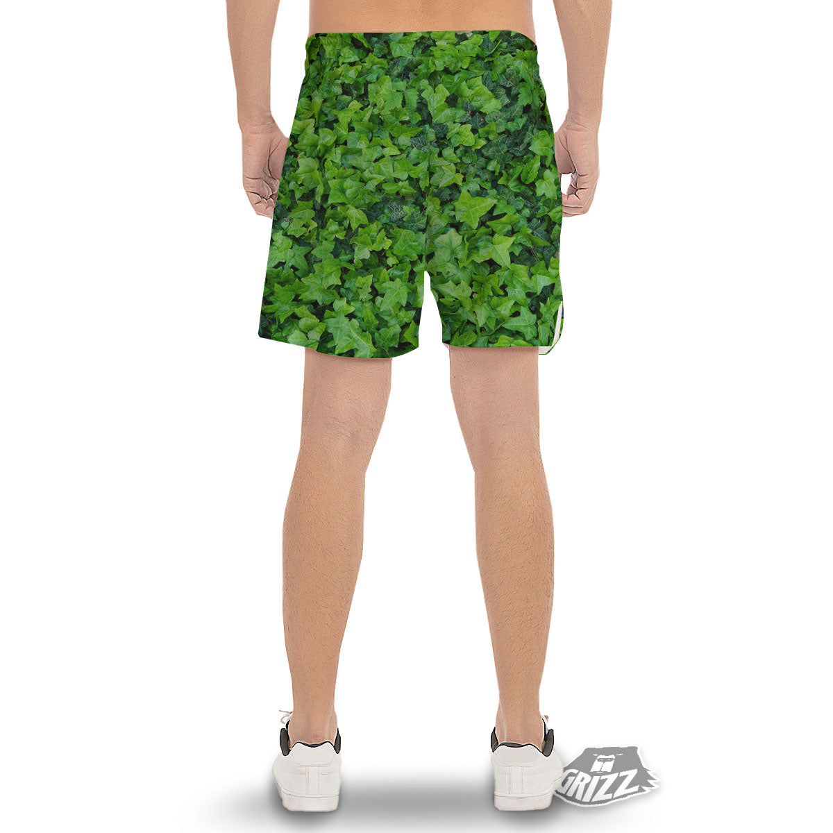 Ivy Wall Green Print Men's Gym Shorts-grizzshop
