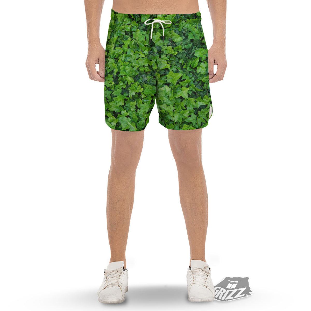 Ivy Wall Green Print Men's Gym Shorts-grizzshop