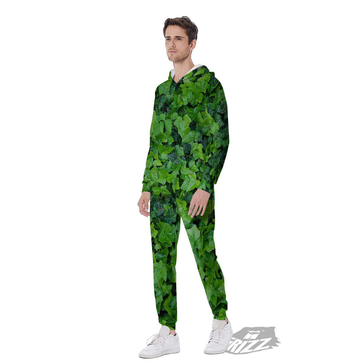 Ivy Wall Green Print Men's Jumpsuit-grizzshop