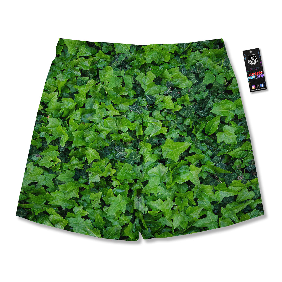 Ivy Wall Green Print Men's Running Shorts-grizzshop
